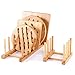YWSHF Bamboo Wooden Dish Rack Dishes Drainboard Drying Drainer Storage Holder Stand Kitchen Cabinet Organizer for Dish,Plate,Bowl,Cup Pot,Lid,Book