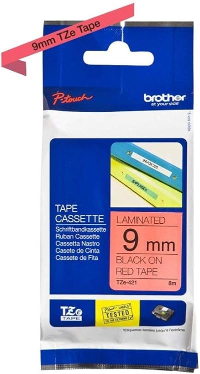 Brother TZe-421 Labelling Tape Cassette 9 mm x 8 m Black on Red