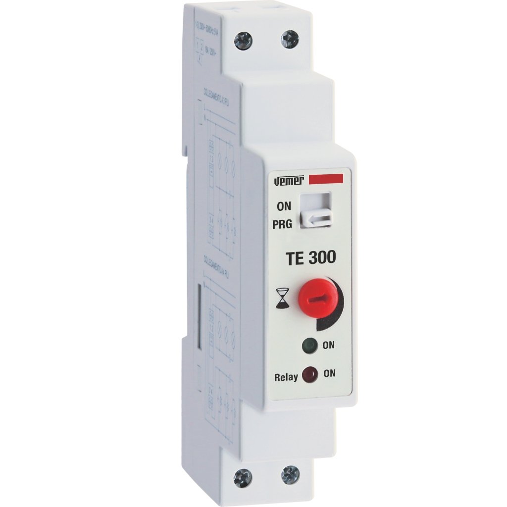 VEMER VE766700 TE-300 Electronic Multi-Function Stair Timer, Installation on DIN Rail, White