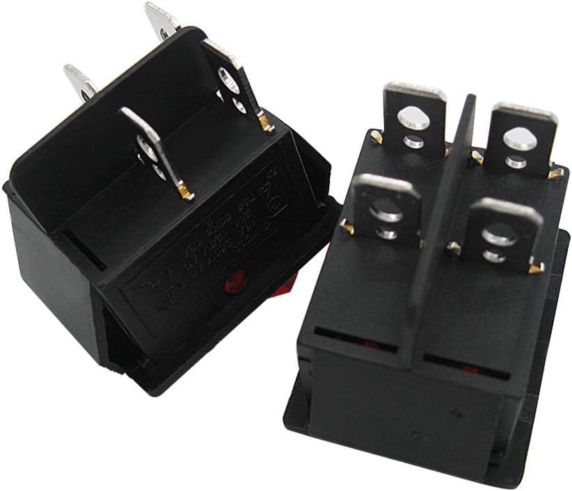 mxuteuk 3pcs AC 220V Red Light Illuminated Snap-in Boat Rocker Switch Toggle Power DPST ON-Off 4Pin 2Position AC 250V 6A 125V 10A KCD4 Switch - Image 4