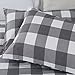 Vaulia Lightweight Microfiber Duvet Cover Set, Grid Pattern Design, Grey Color - Queen