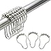 Riyidecor 18-Pack Metal Shower Hooks Chrome Stainless Steel Shower Curtain Rings for Bathroom Shower Curtain Rod Rustproof