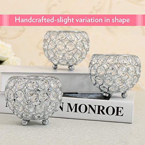 VINCIGANT Silver Crystal Bowl Candle Holders for Aromatherapy, Weddings