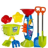 AODLK 8 Pack Sand Water Mill Set - Beach Water Wheel Toys Windmill Watering Can Spades Sand Moulds - Ideal Water Play for The Summer Sand Beach Sandpit