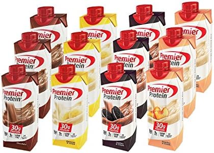 Premier Protein High Protein Shake, Chocolate, Bananas &amp; Cream, Cookies &amp; Cream, Peaches &amp; Cream (11 fl. oz., 12 pack)