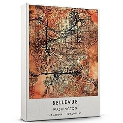 Bellevue Map Poster, Washington Map Art Poster, Map