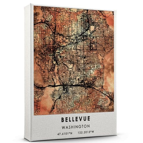 Bellevue Map Poster, Washington Map Art Poster, Map
