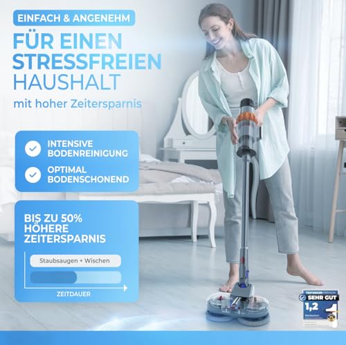 Test Winner - Mop Attachment for Dyson V7/V8/V10/V11/V15/Gen5 - Electric Vacuum Cleaner - Mop Attachment - Wet and Dry Vacuum Cleaner - with Removable Water Tank, Filling Container & 8 Washable Mops