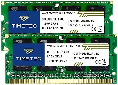 Timetec 16GB (2x8GB) DDR3L/DDR3 1600MHz SODIMM 1.35V CL11 2Rx8