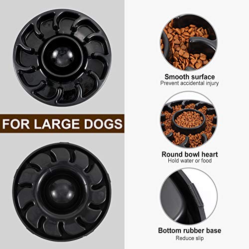 Plastic Slow Feeder Bowl Slow Down Eating Bowl Hold Dry or Wet Food for Large Dogs Anti-gulp Reduce Slip Petal-shaped Bowl Dog Bowl Slow Eating Stop Bloat for Fast Eater 2 Pack Fun Feeder,Black+Blue
