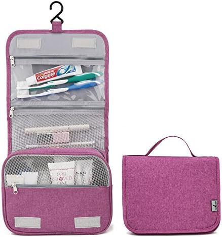 HGDGears Travel Toiletry Bag with Hanging Hook,Portable Travel Makeup Bag,Cosmetic Organizer Bag for Personal Items,Large Capacity (rose)