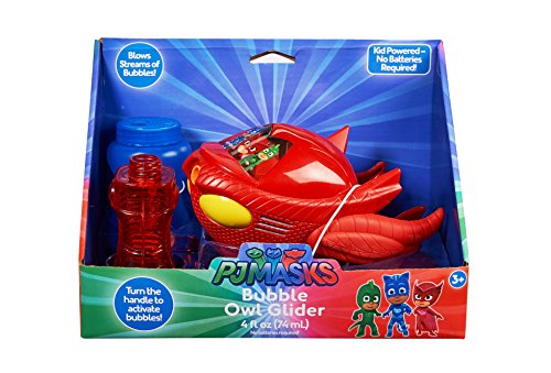 Little Kids PJ Masks Owlets Glider Bubble Blower Vehicle, Includes 4Oz of Bubbles Toy, Red - Thumbnail 2