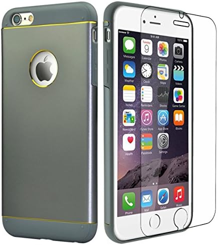 iPhone 6 Plus Case,iPhone 6s Plus Case,Jumtent [Slim Armor] [Aluminum Alloy Casing + TPU shell] Dual Layer Advanced Shock Absorption Protective Case Cover for iPhone 6 Plus / 6s Plus (5.5'')-Gray