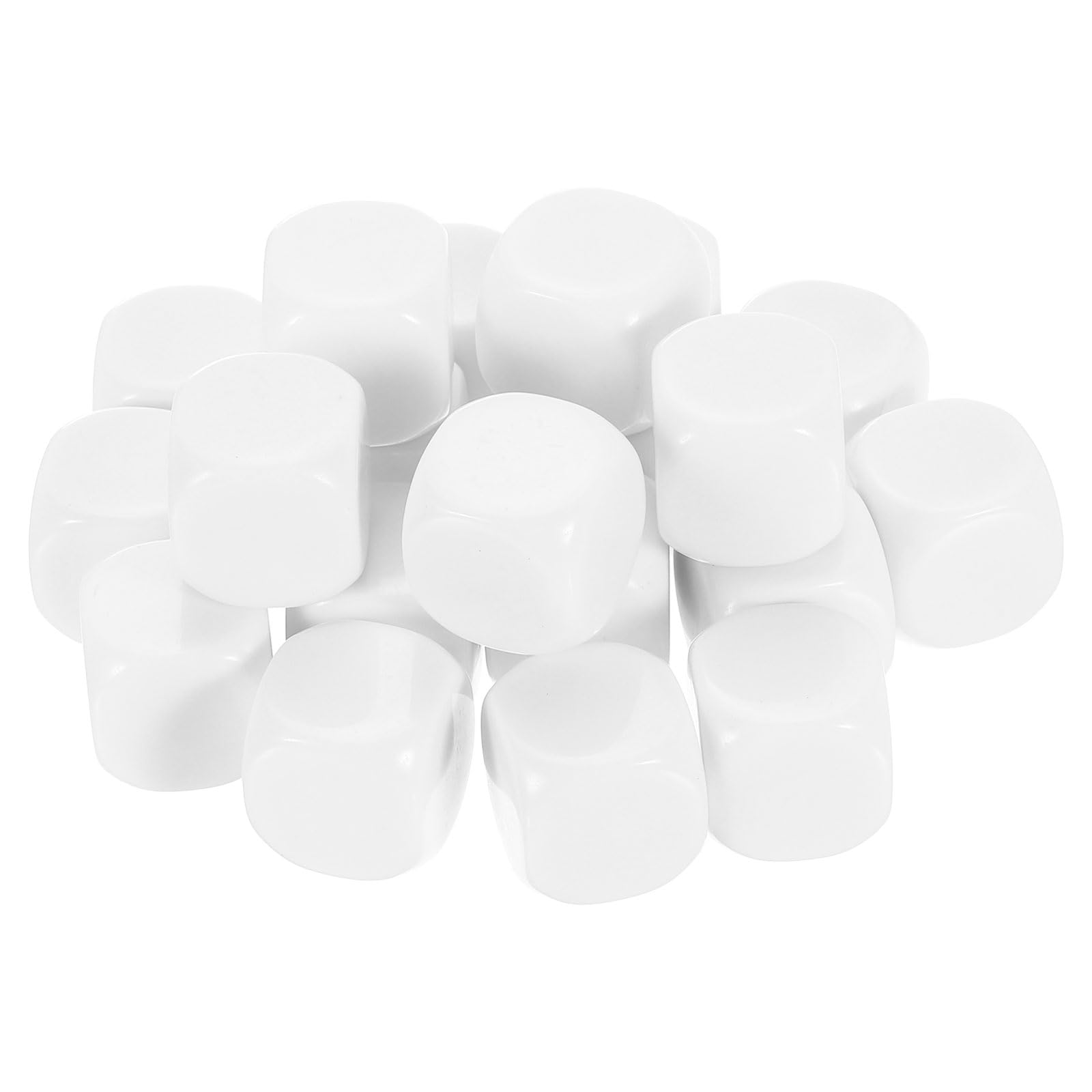 sourcing map 20 Pcs Acrylic Blank Dice Six Sided, 2.5cm/0.98inch Rounded Corners Blank White Dice Cube with Smoothed Surface for DIY Craft Board Game, White