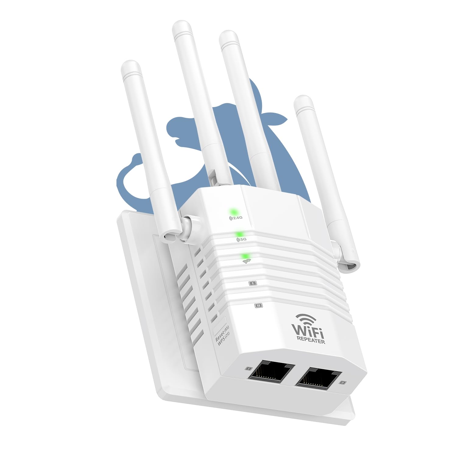 Photo 1 of AOOEPU Dual - Band 2.4G&5G WiFi Extender Signal Booster, WiFi Extender with 4 High - Gain Antennas, WiFi Booster with 2 LAN Ports, WiFi Repeater with 12880 Sq.ft Coverage 105 Devices