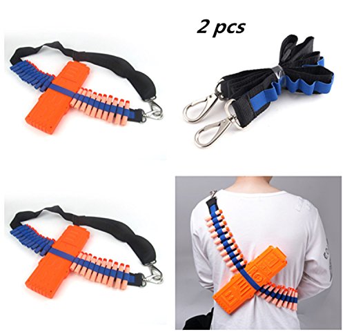 Yosoo 2pcs Bullet Holder Bandolier Shoulder Strap Darts Storage Holder N-Strike Elite Bandolier Kit for Toy Gun