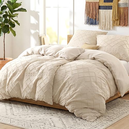 BEDSURE Beige Boho Bettwäsche 4teilig - 135x200 cm