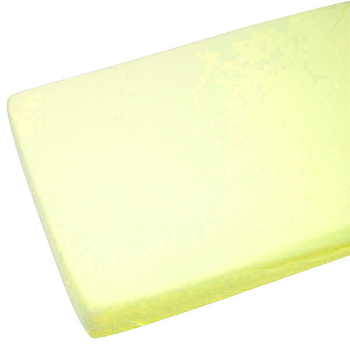 2X Cot 100% Cotton Jersey Fitted Sheet 120 x 60cm Mattress Lemon