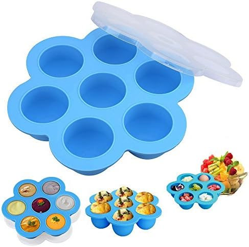 Silicone Egg Bites Molds for Instant Pot Accessories Silicone Baby Food Freezer Trays with Lid, Ice Cube Trays,Reusable Storage Containers
