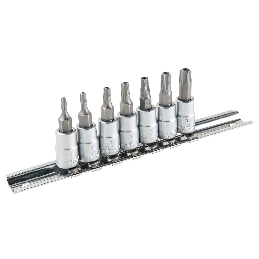 Topex tamperproof torx Star bit sockets Set 7 pcs T10-T40 (Top 39D378)