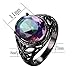 Bamos Jewelry Christmas Gift Rainbow Topaz Diamonds Engagement Wedding Party Black Gold Womens Ring Size 5
