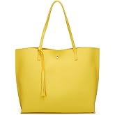 Dreubea Women's Soft Faux Leather Tote Shoulder Bag from, Big Capacity Tassel Handbag