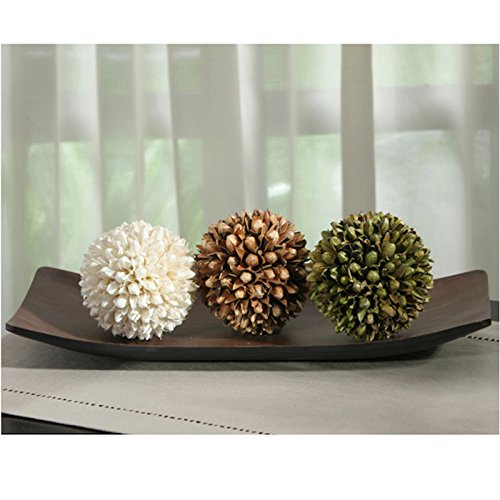 Hosley Decorative Bowl/Tray and Floral Orb/Ball Set. for Orbs, Dried
