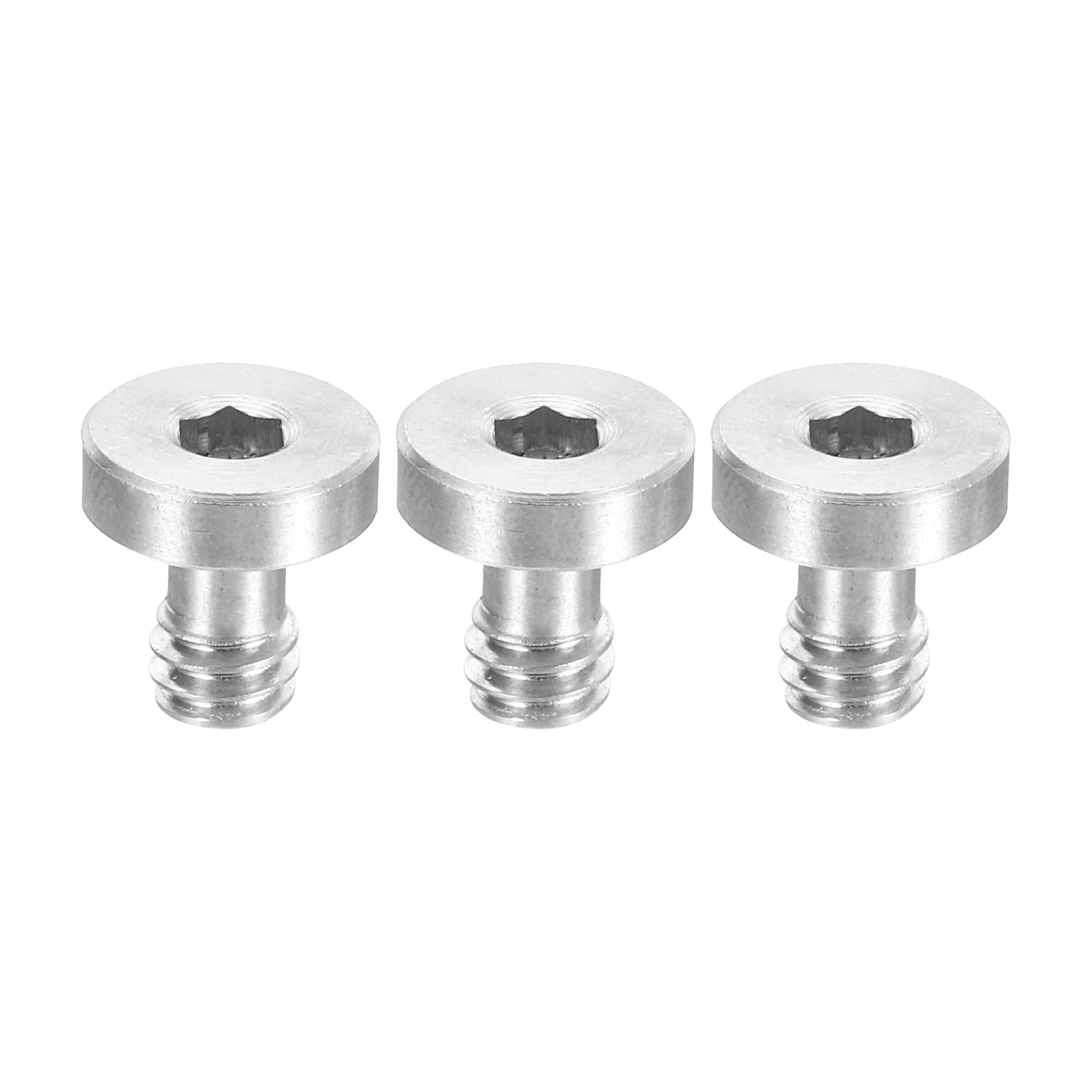 PATIKIL 1/4"-20 Thread 13mm Length Camera Quick Release Screw Tripod Screw, 3 Pack Stainless Steel Hex Slot Screws for DSLR Camera Rig Accessories, Silver