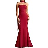 Auraxe 2026 Women's Bodycon Formal Maxi Dresses Elegant Tube Summer Wedding Guest Cocktail Party Dress with Scarf