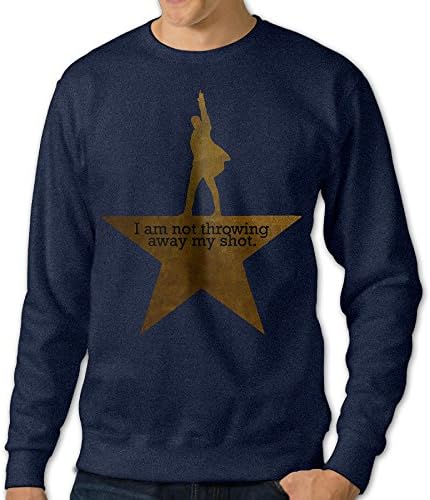 PPAP Men's I Am Not Throwing Away My Shot Crew - Neck Pullover Long Sleeve Hooded Sweatshirt Navy Size XXL
