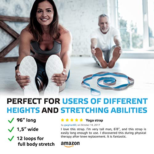 image for Sport2People Stretching Strap for Yoga and Rehabilitation – 2 Free E