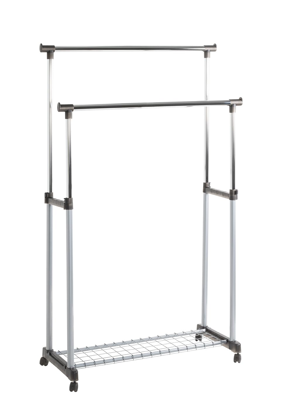 HAKU Wardrobe alu, chrome, Grey, Synthetic Material, Metal - Dim.: W 95 x H 95-170 x D 43 cm, Style: Modern