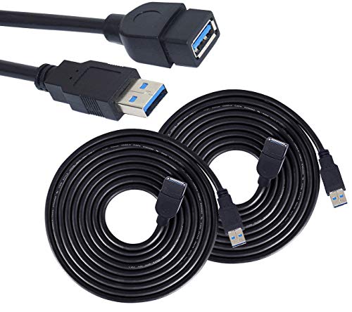 Storite 2 Pack USB 3.0 Male A to Female A Extension Cable Speed 5GBps for Laptop/PC/Printers -3M - Black