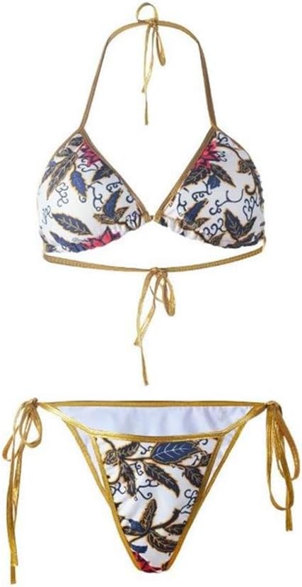 Women's Sexy Halter African Tribal Metallic Padded 2 Piece Swimsuit Bikini