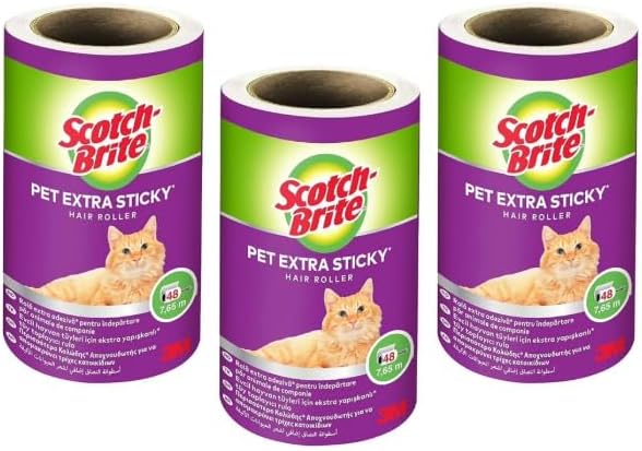 Scotch-Brite Pet Extra Sticky Hair Roller Refill 3 Rolls 144 Sheets