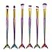 UPLOTER 6pcs Mermaid Eye Brushes Set Cosmetic Eyeshadow Eyeliner Blending Pencil Makeup Brush Tool Kit Cosmetic Tools