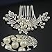 Sunshinesmile Bride Rhinestone Wedding Bridal Hair Comb Pearl Flower Hair Jewelry Crystal Headpiece