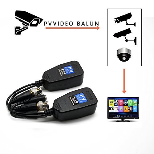 Video Balun, TYUMEN HD-CVI/TVI/AHD UTP Passive Video Balun with DC Power Connector and RJ45 UTP CAT5e/Cat6 Transmitter/Receiver, Including Lighting Protection, 1 Pair