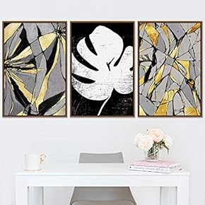 SIGNWIN Framed Canvas Wall Art Shattered Black and...