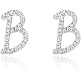 Initial Letter Earrings Shiny Small Dainty Statement Stud Earrings Personalized Earrings for Women Silver