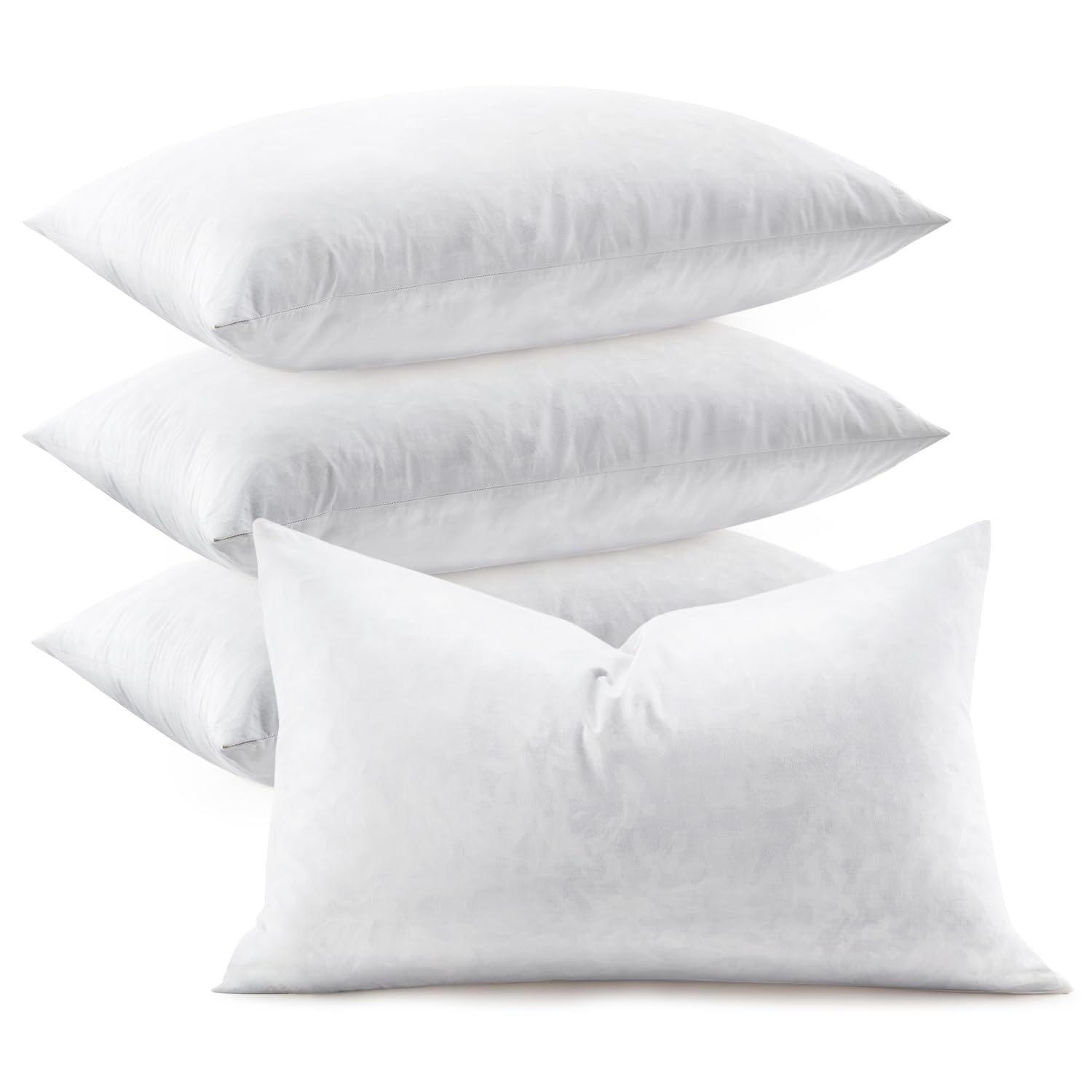 Photo 1 of ** VERY USED*** NO RETURNS FINAL SALE** Swandream Feather Throw Pillow Inserts Set of 4, Soft Fluffy Rectangle 12 x 24 Inches Decorative Pillow Insert, Feather and Down Filled Euro Pillows for Bed, Couch and Cushion