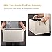 MaidMAX Cloth Storage Baskets, 14.4×10×8.4'', Shelf Basket, Collapsible Storage Bins with 2 Cotton Rope Handles, Bamboo Style Slubbed Fabric, Beige with Gray Lining, Set of 3