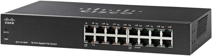 SG110-16HP Switch, Unmanaged, 8x10/100/1000 + 8x10/100/1000- PoE