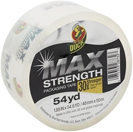 Bulk Packaging Tape, Max Strength, 1.88in x 54.6yd: Duck Brand 241508 (90 Packing Tape Rolls)
