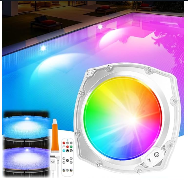 Rechargeable Submersible Pool Lights With Remote - 5000mAh Battery, IP68 Waterproof, 9 Lighting Modes