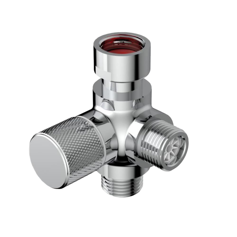nomona 3-Way Diverter Valve, T Adapter Water Valve, G1/2" Three Way Diverter T-Shape Angle Valve, One Female Thread and Two Male Thread Tee Valve with Single Handle for Bathroom Kitchen or Toilet