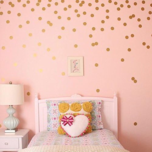 Pricuitie Decorative Gold Dot Wall Stickers, Metallic Foil Decals Home Decoration Room Background Art Mural Wallpaper For Kid Room Bedroom 2 Sets(108 Decals)