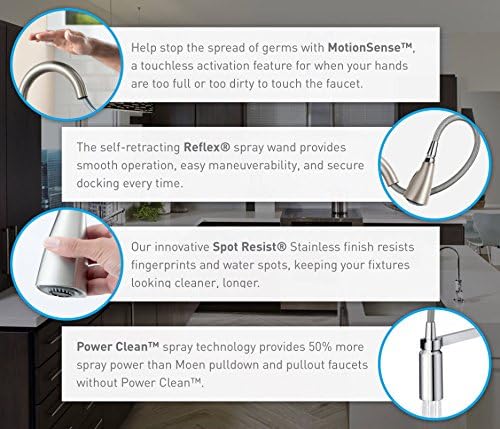 Moen 7594ESRS Arbor Motionsense Two-Sensor Touchless One-Handle Pulldown Kitchen Faucet