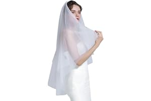 BEAUTELICATE Wedding Bridal Veil with Comb 2 Tier Cut Edge Elbow Fingertip Length Ivory White
