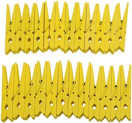 Derker Wood Craft Clothespins ,Bright Colored Clothes Pegs Pins - 24 Piece (2.9") (Yellow)